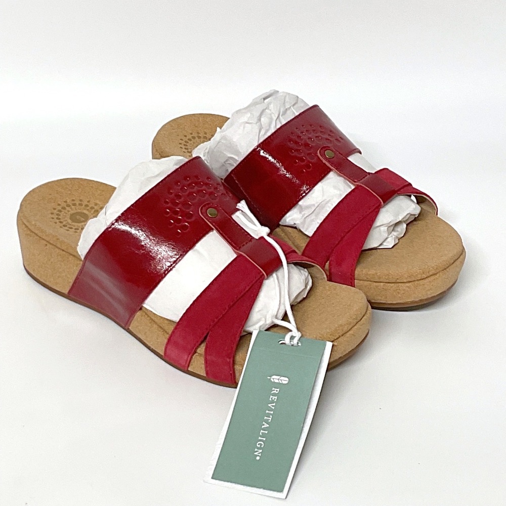 Waco Revitalign Andover Red Slide Sandals Womens 10B Orthotic Platform